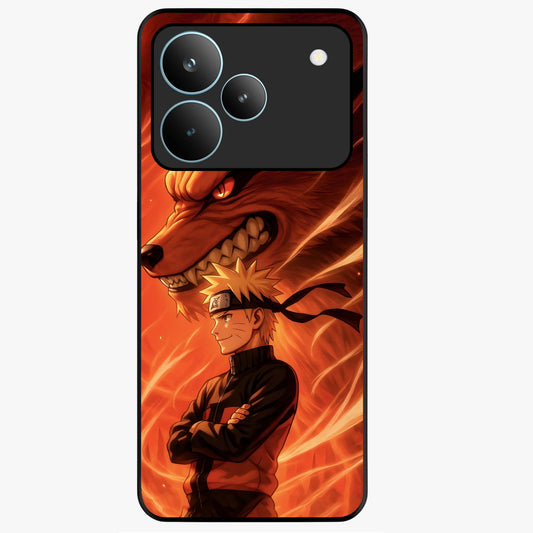 Nine Tails Legacy Glass Case showing flat back view with powerful nine-tailed fox inspired artwork and glossy glass finish.