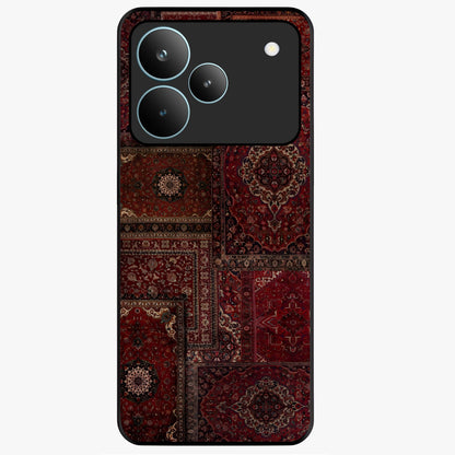 Persian Velvet Tale Glass Case showing flat back view with luxurious Persian velvet pattern artwork and glossy glass finish.