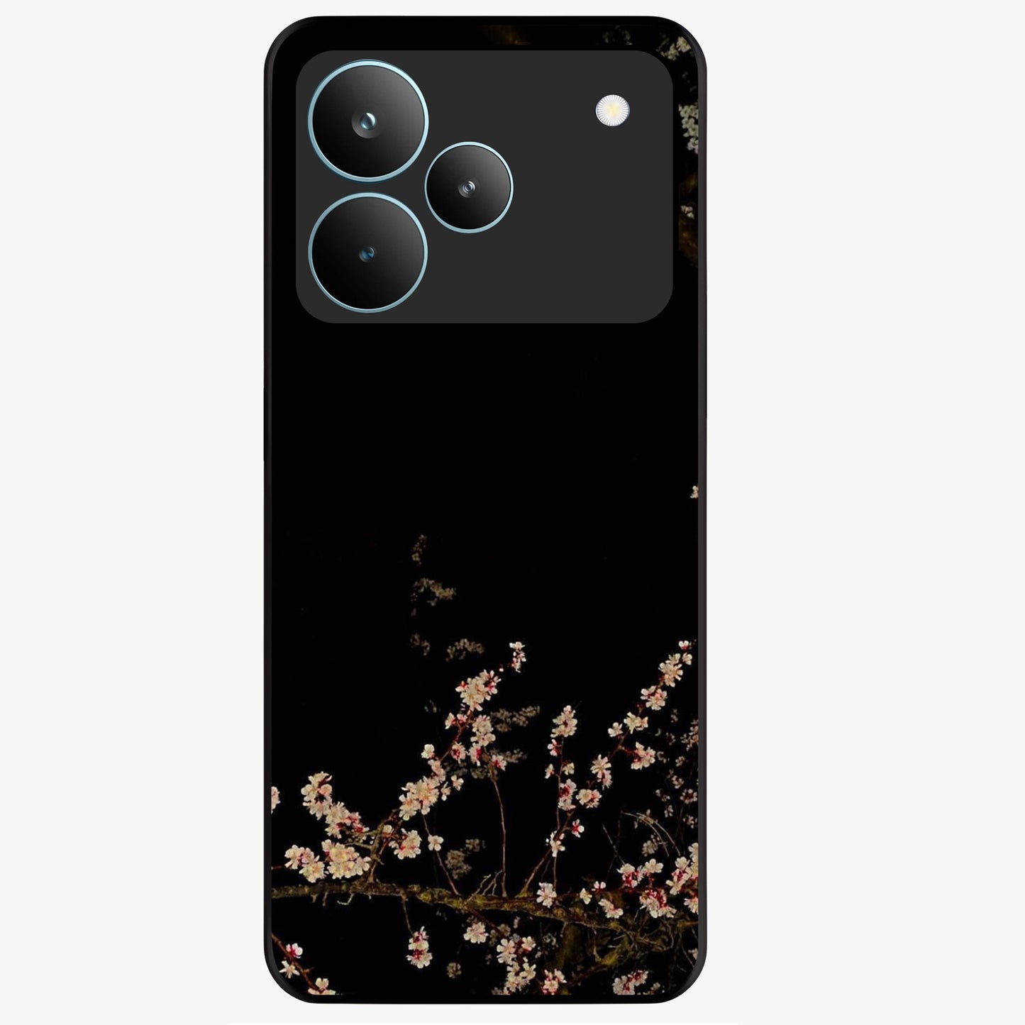 Petal Moon Light With Custom Name Glass Case showing flat back view with floral moonlight artwork and personalized name design.