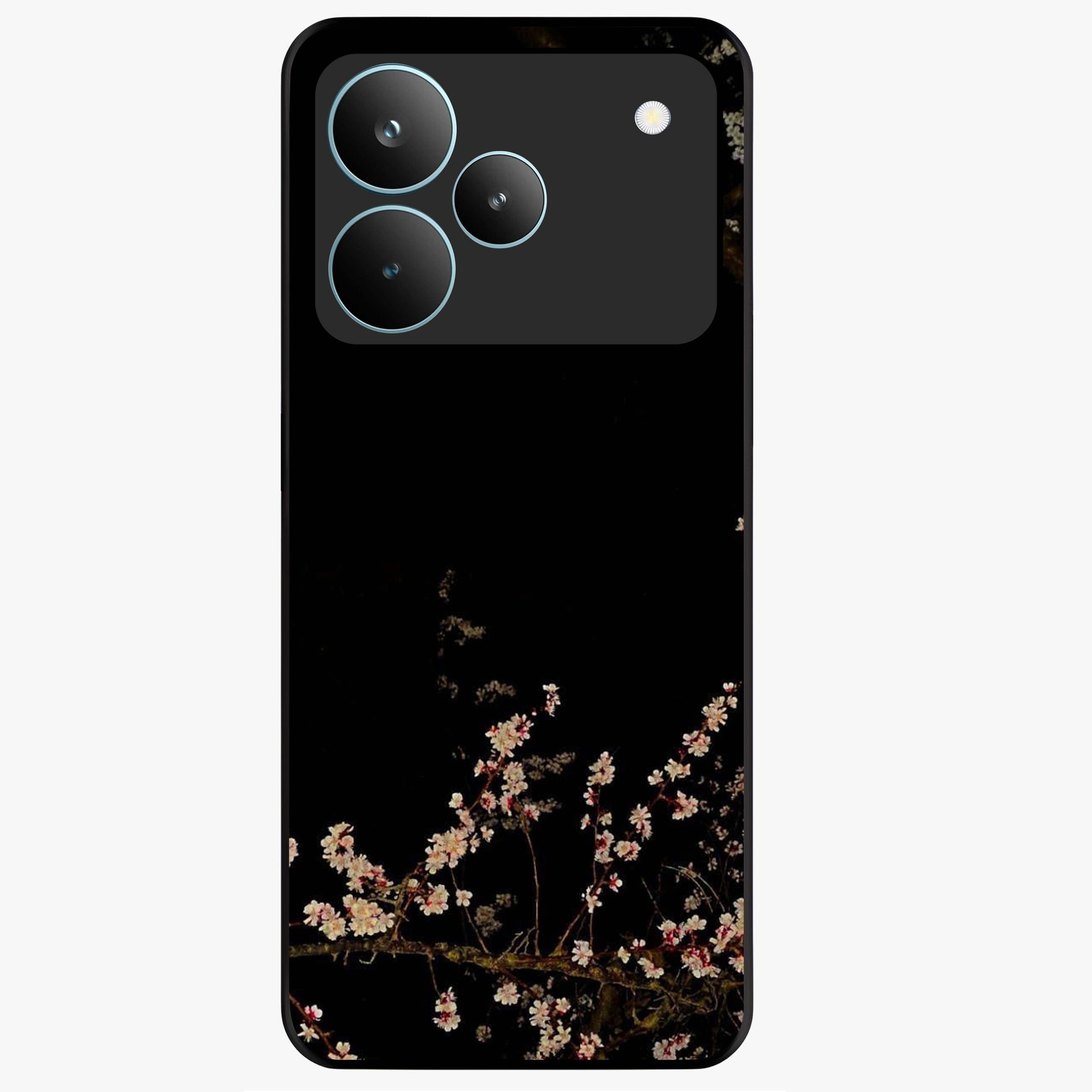 Petal Moon Light With Custom Name Glass Case showing flat back view with floral moonlight artwork and personalized name design.