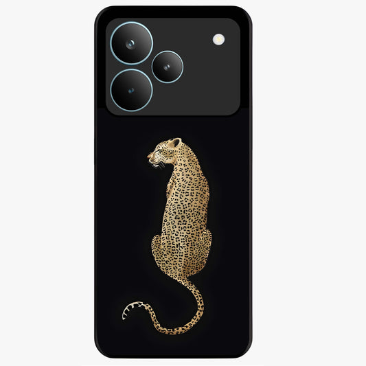 Regal Leopard Glass Case showing flat back view with bold leopard artwork and glossy glass finish.