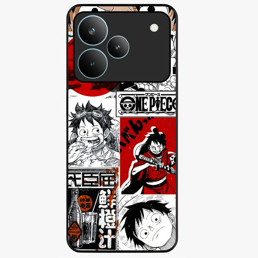 Strawhat Chaos Panels Glass Case showing flat back view with anime inspired chaos panel artwork and glossy glass finish.