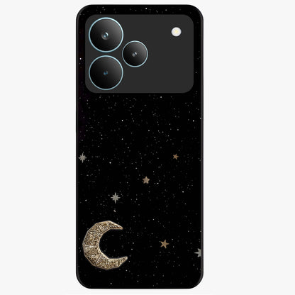 Twinkle Star With Half Moon Glass Case showing flat back view with star and half moon artwork and glossy glass finish.