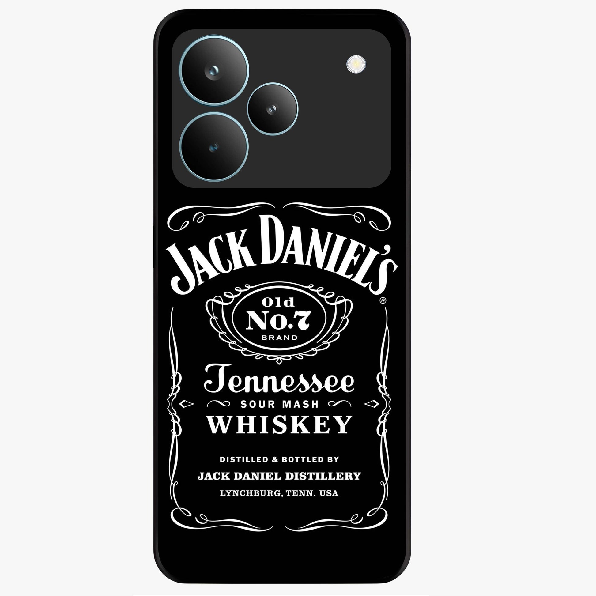 Vintage Whiskey Heritage Glass Case showing flat back view with classic whiskey inspired artwork and glossy glass finish.