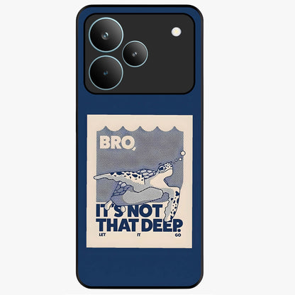 Worry Less Swim Glass Case showing flat back view with playful motivational artwork and glossy glass finish.