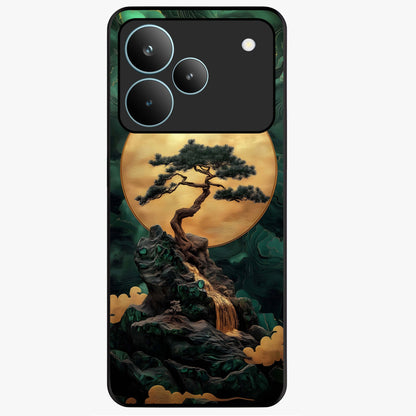 Zen Moon Rise Glass Case showing flat back view with calm moonrise artwork and glossy glass finish.