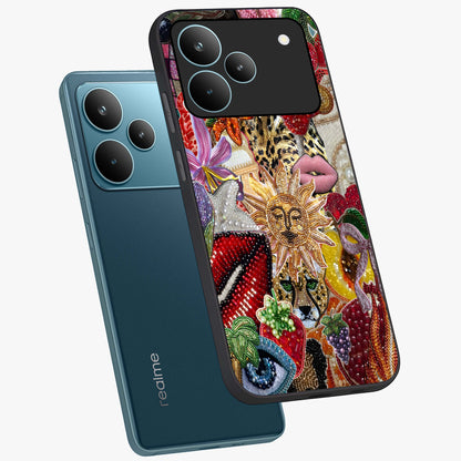 Beaded Fashion Jungle Glass Case displayed in angled mockup highlighting colorful fashion bead design and artistic pattern.