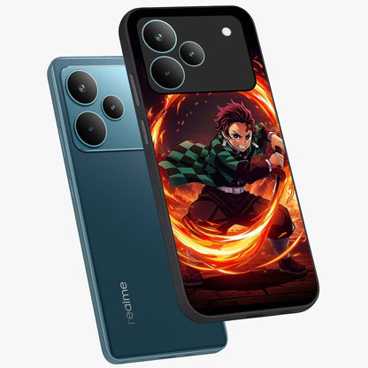 Blazing Sword Resolve Glass Case displayed in angled mockup highlighting powerful sword illustration and bold fantasy theme.