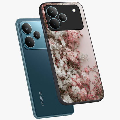 Blush Blossom Cloud Glass Case displayed in angled mockup highlighting soft cloud and blossom design with pastel aesthetic.