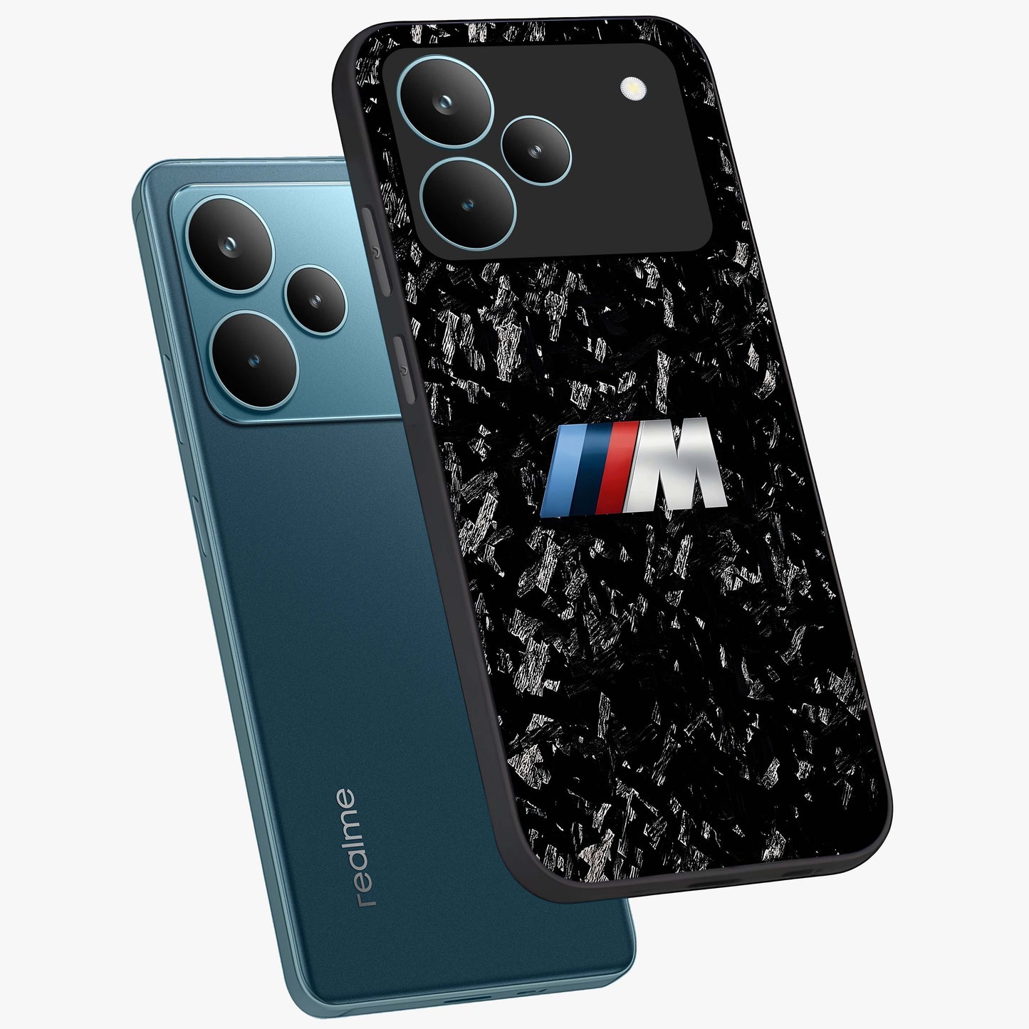 Carbon Speed Mark Glass Case displayed in angled mockup highlighting racing inspired carbon design and sleek aesthetic style.