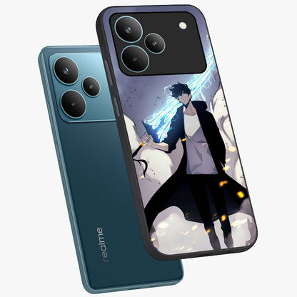 Dark Lightning Anime Warrior Glass Case displayed in angled mockup highlighting powerful lightning themed anime illustration.