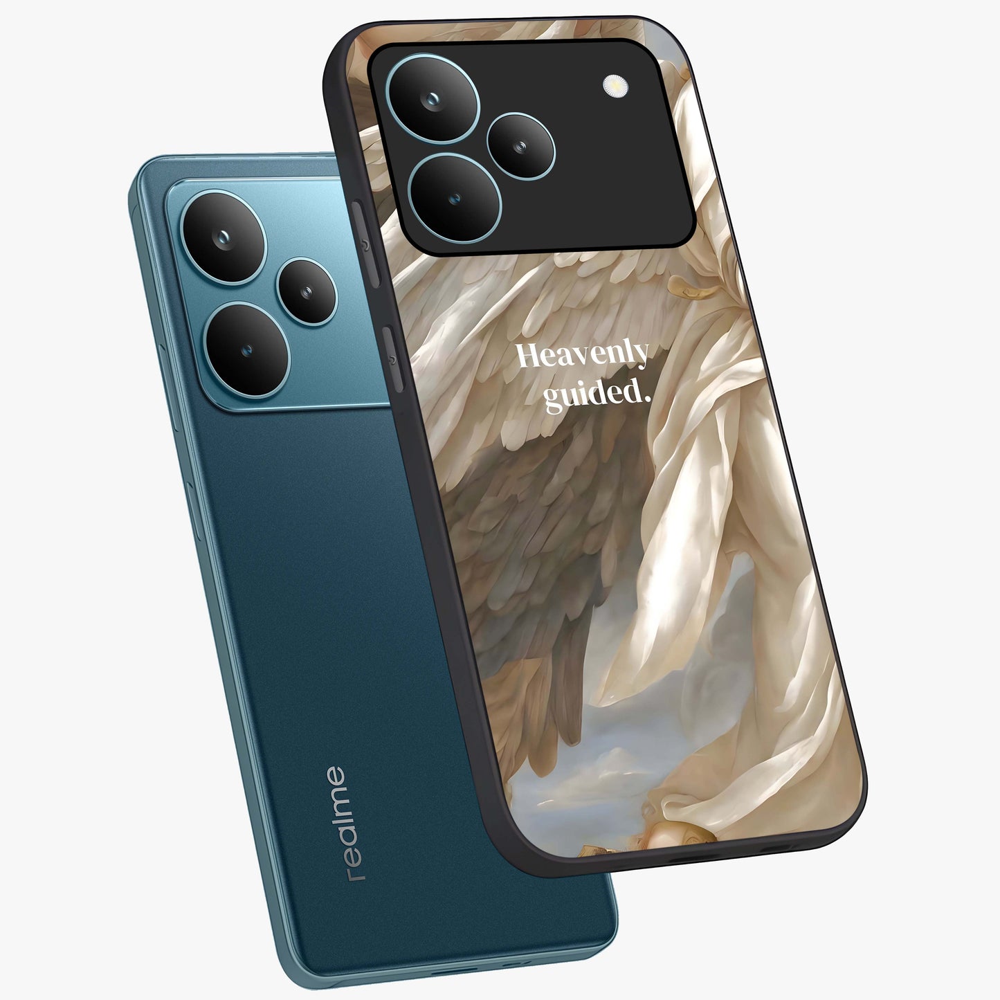 Divine Winged Grace Glass Case displayed in angled mockup highlighting graceful wing design with divine aesthetic style.