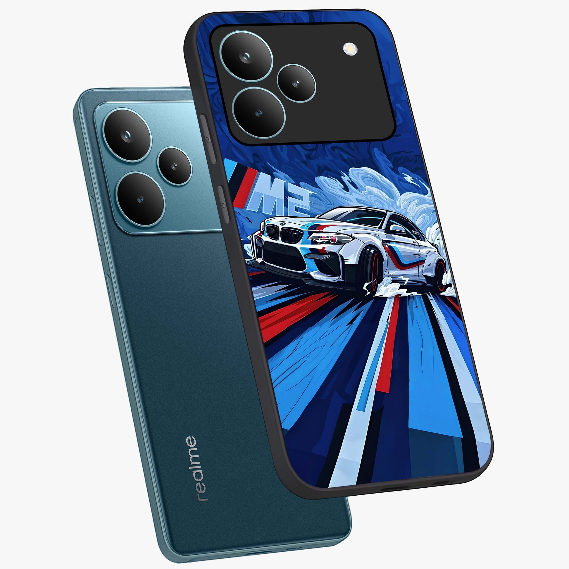 Drift Power Rush Glass Case displayed in angled mockup highlighting powerful drift car design with sporty aesthetic style.