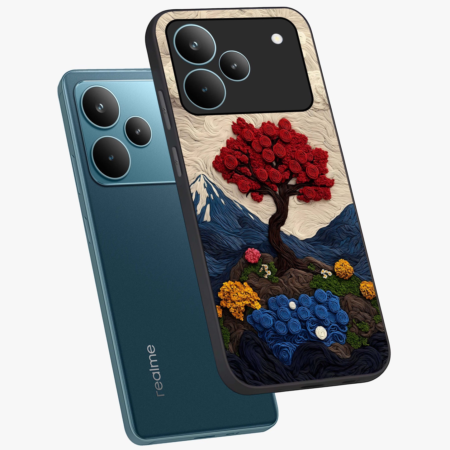 Eternal Nature Tapestry Glass Case displayed in angled mockup highlighting detailed botanical pattern with artistic aesthetic.