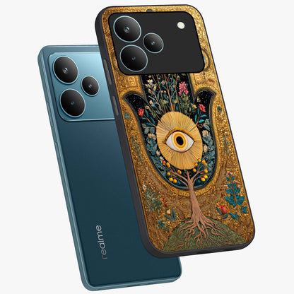 Ethereal Evil Eye Glass Case displayed in angled mockup highlighting protective evil eye symbol with spiritual aesthetic design.