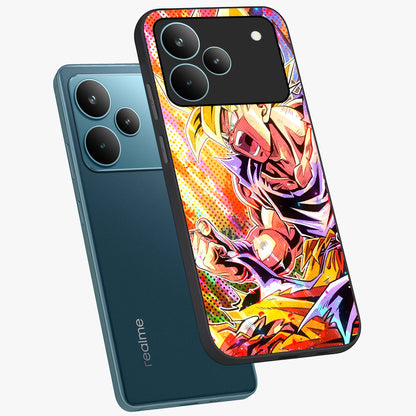 Firing Goku Glass Case displayed in angled mockup highlighting dynamic anime character design with action aesthetic.
