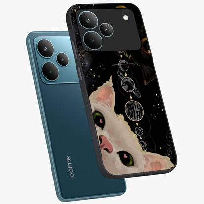 Galactic Cat Glass Case displayed in angled mockup highlighting celestial feline illustration with galaxy aesthetic style.