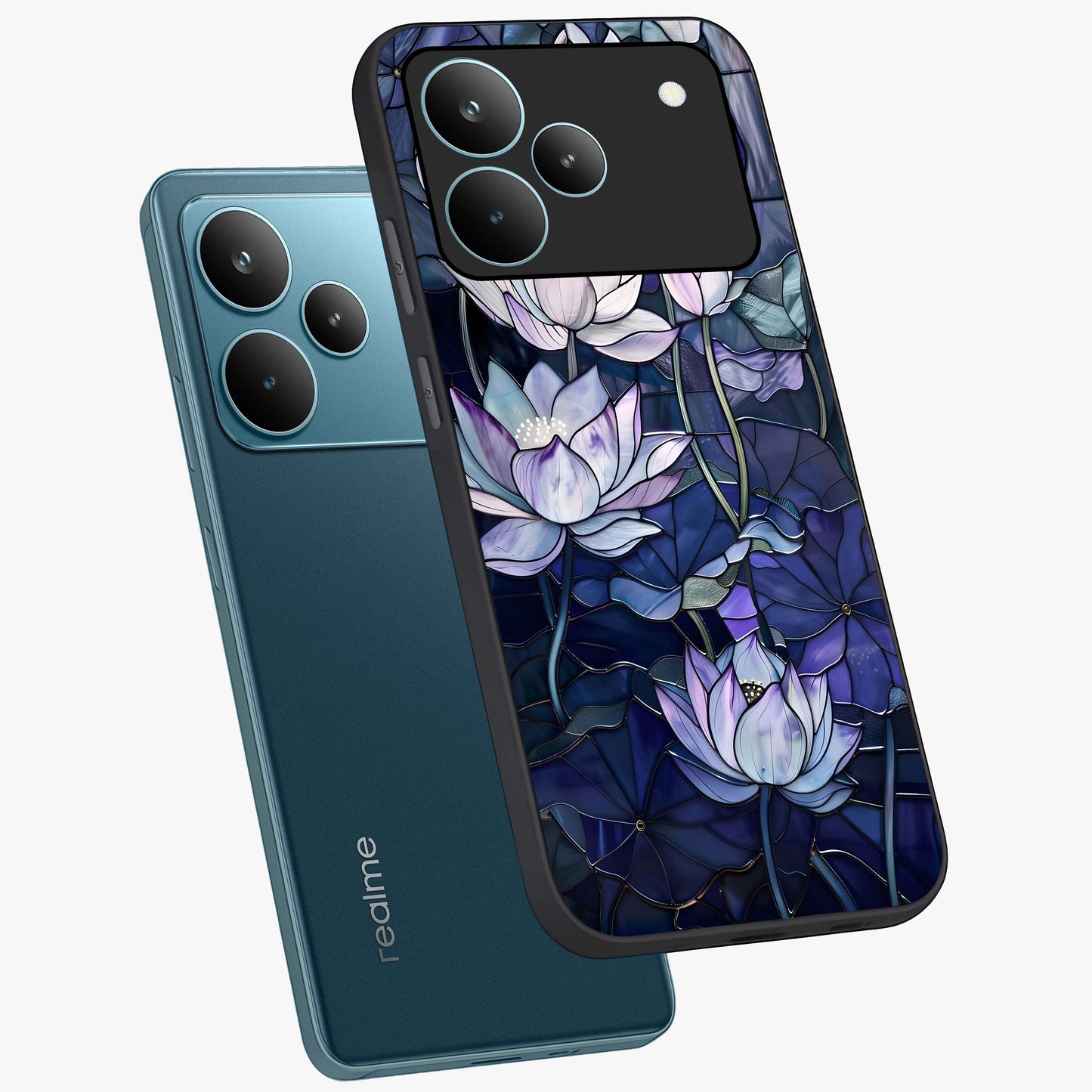 Gloss Petal Rush Glass Case displayed in angled mockup highlighting vibrant petal design with elegant floral aesthetic.