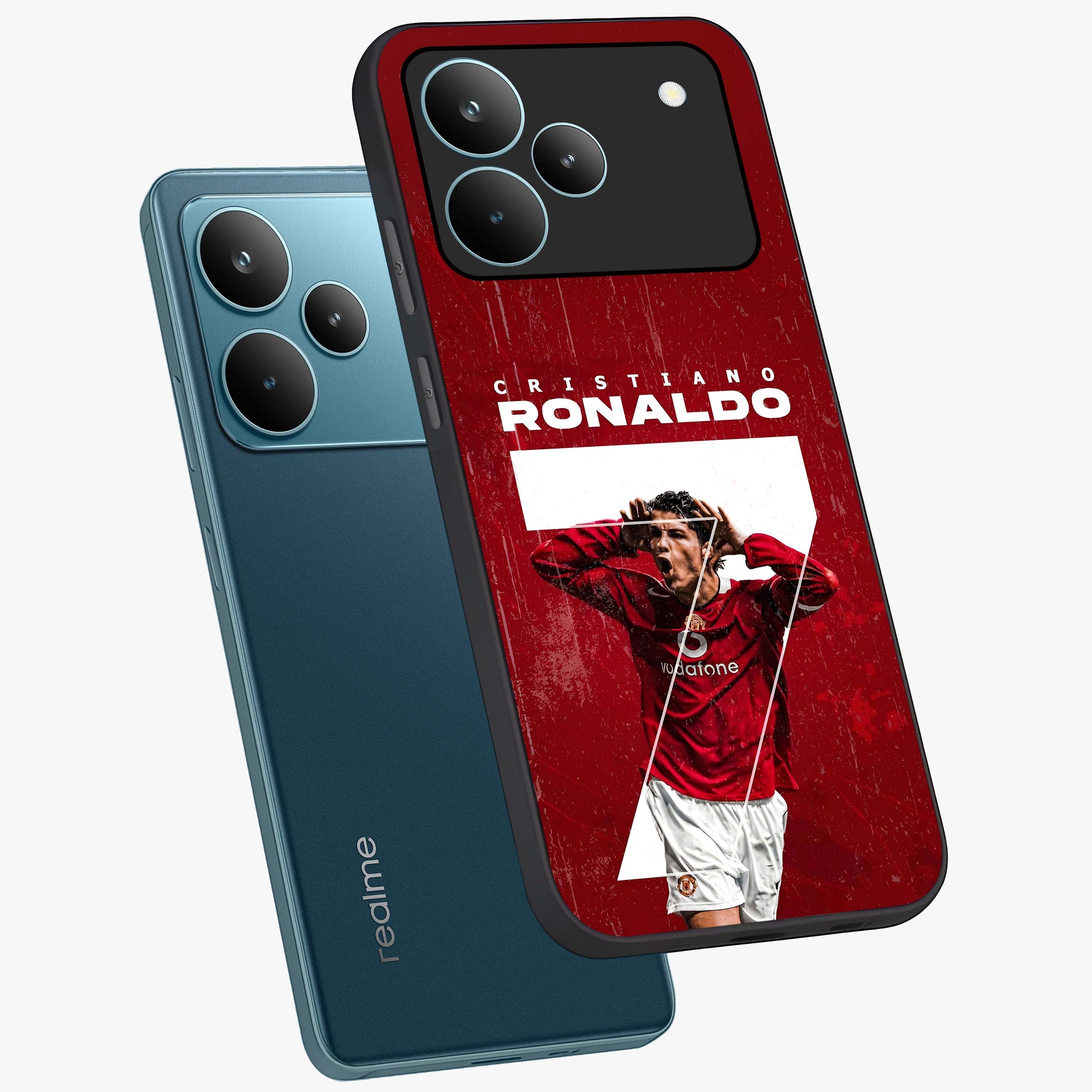 Goal Celebration Legacy Glass Case displayed in angled mockup highlighting energetic sports celebration design with bold athletic theme.