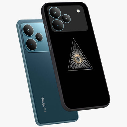 Illuminati Evil Glass Case displayed in angled mockup highlighting dark occult inspired design with bold aesthetic style.