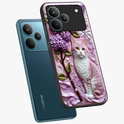 Lavender Cat Whimsy Glass Case displayed in angled mockup highlighting playful feline illustration with pastel lavender aesthetic.