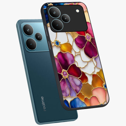 Marble Flower Pattern Glass Case displayed in angled mockup highlighting elegant marble floral design with modern aesthetic.