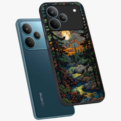 Moonlight Forest Dream Glass Case displayed in angled mockup highlighting dreamy forest design with glowing moon aesthetic.