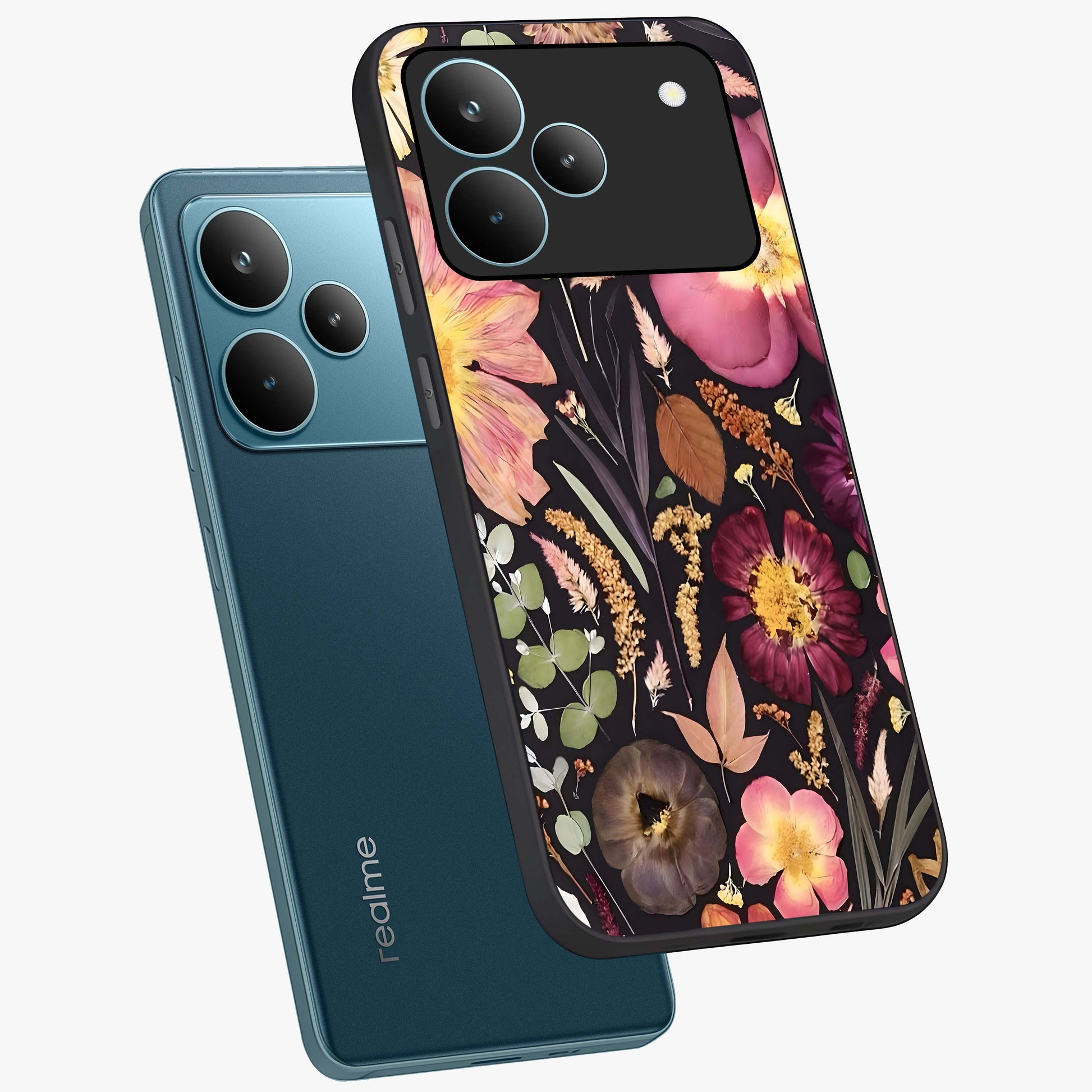 Petal Dream Tapestry Glass Case displayed in angled mockup highlighting decorative petal pattern with elegant botanical aesthetic.