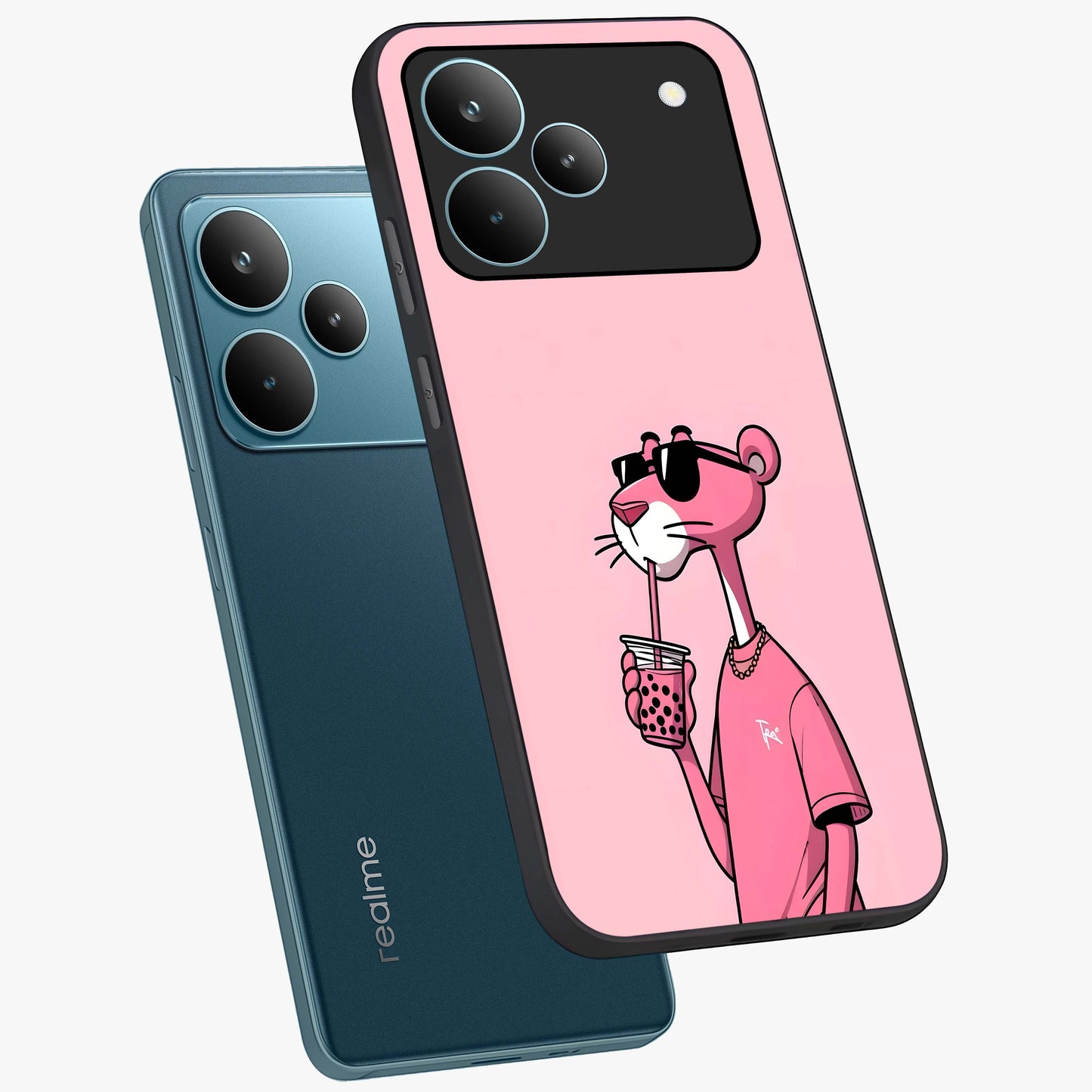 Pink Panther Glass Case displayed in angled mockup highlighting playful cartoon character design with vibrant pink aesthetic.