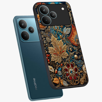 Royal Jewel Garden Glass Case displayed in angled mockup highlighting vibrant jewel inspired floral design with elegant aesthetic.