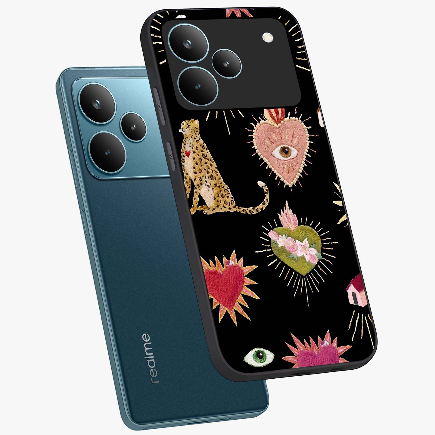 Sacred Jungle Heart Glass Case displayed in angled mockup highlighting lush tropical design with natural aesthetic style.