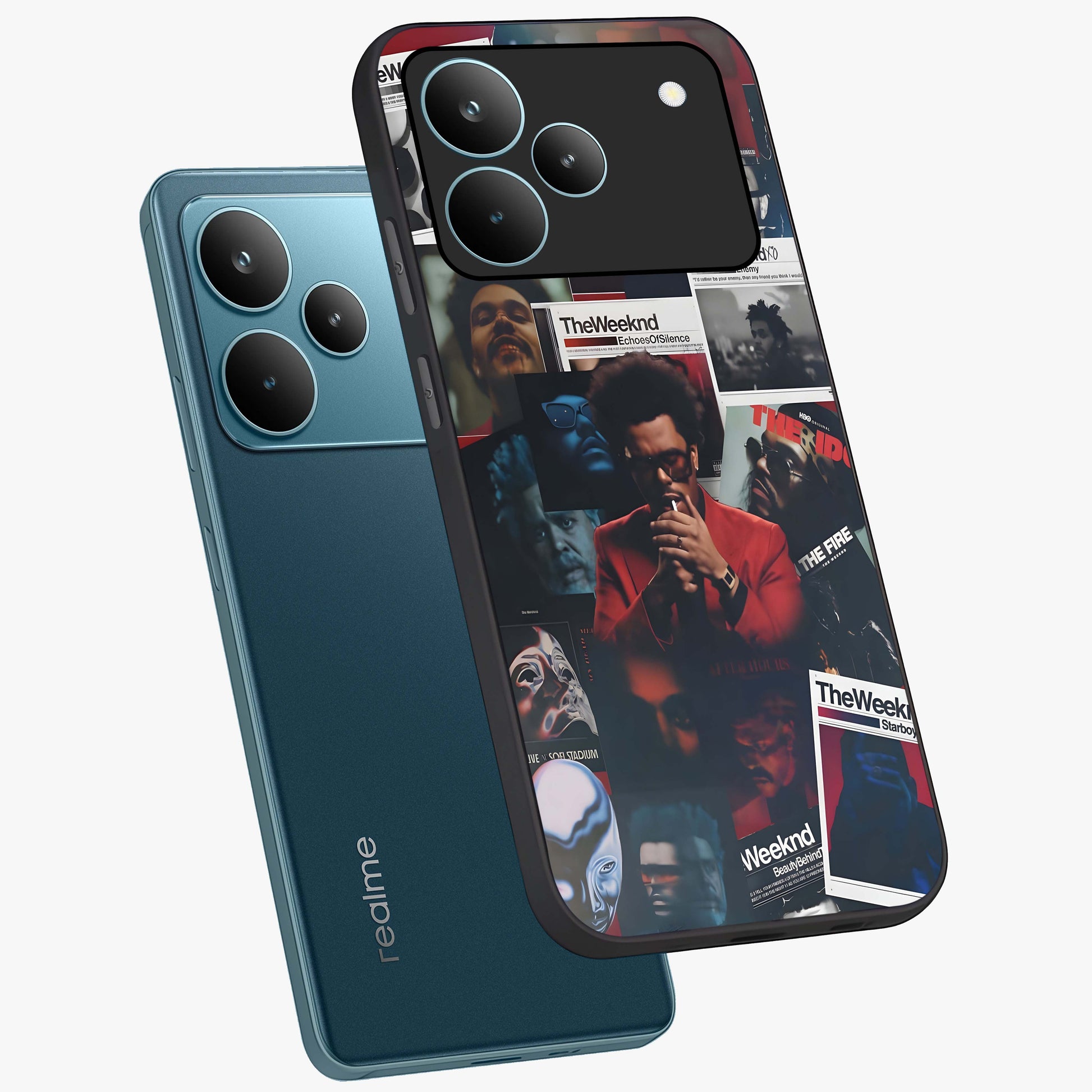 The Weeknd Glass Case displayed in angled mockup highlighting stylish pop culture inspired design with modern aesthetic.