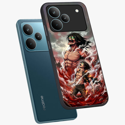 Titan Awakening Fury Glass Case displayed in angled mockup highlighting dramatic giant warrior design with bold anime aesthetic.