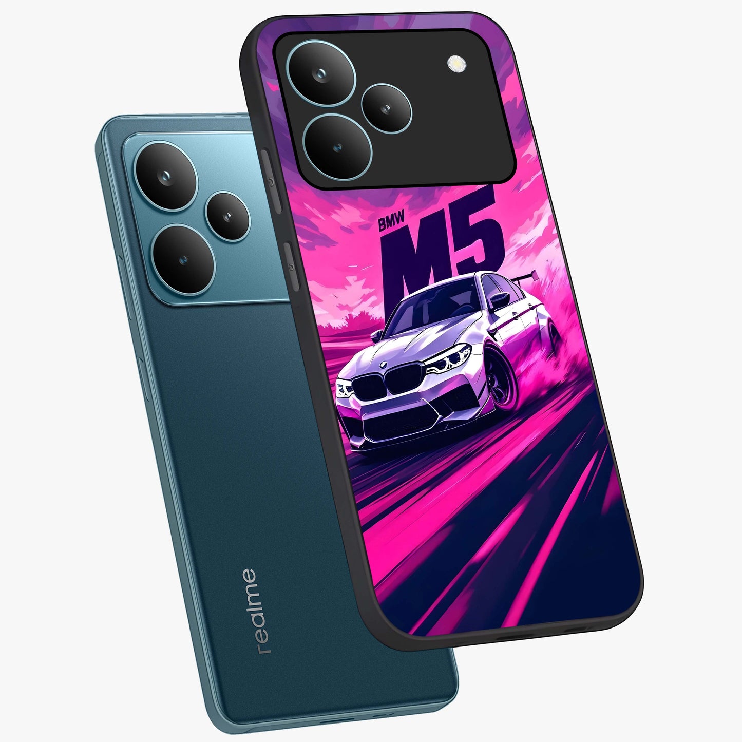Velocity Drift Pulse Glass Case displayed in angled mockup highlighting dynamic drift design with sporty automotive aesthetic.