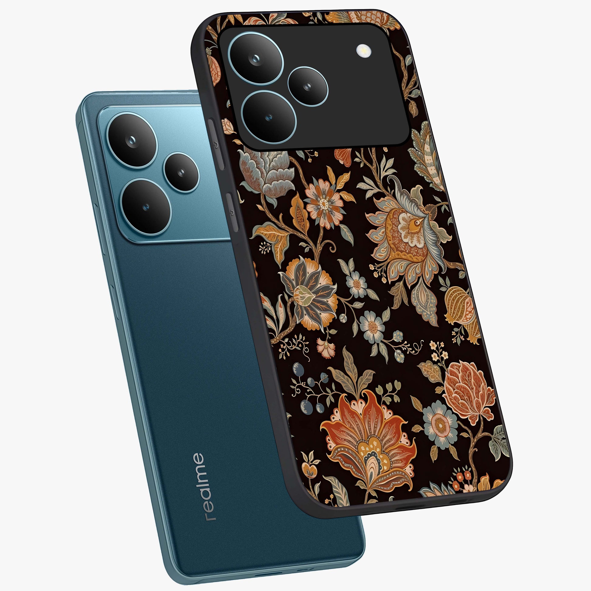 Vintage Floral Dream Glass Case displayed in angled mockup highlighting elegant vintage flower design with soft aesthetic style.
