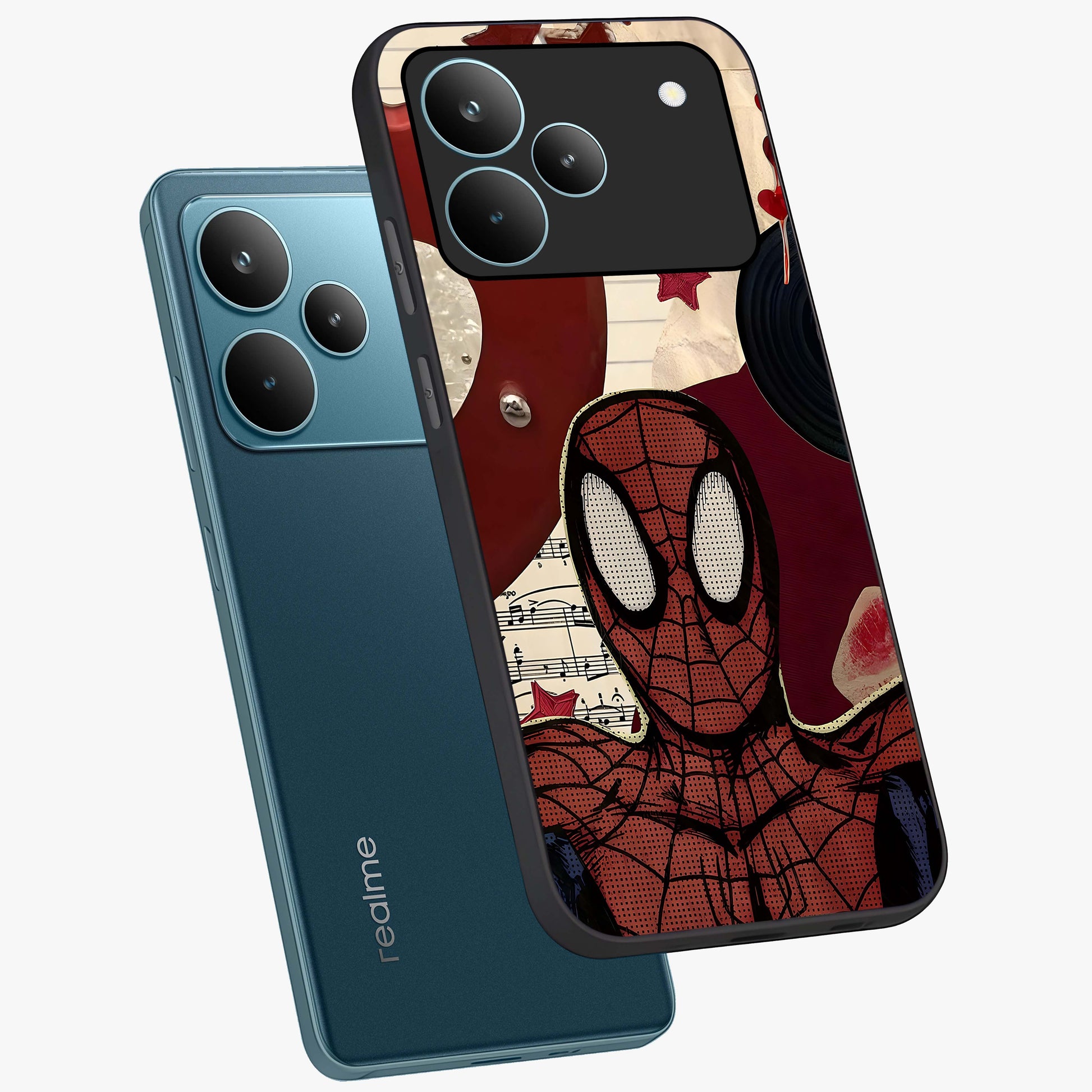 Web Warrior Vibes Glass Case displayed in angled mockup highlighting dynamic web design with comic style aesthetic.