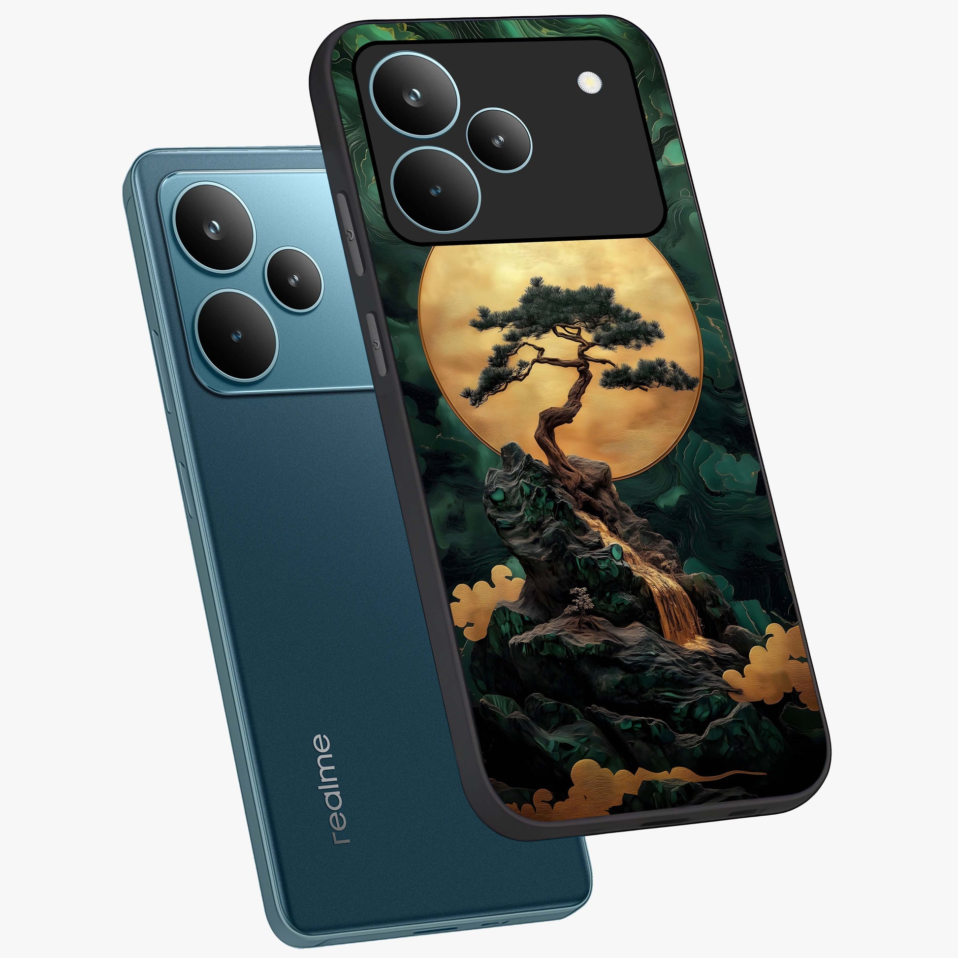Zen Moon Rise Glass Case displayed in angled mockup highlighting peaceful lunar design with zen aesthetic style.