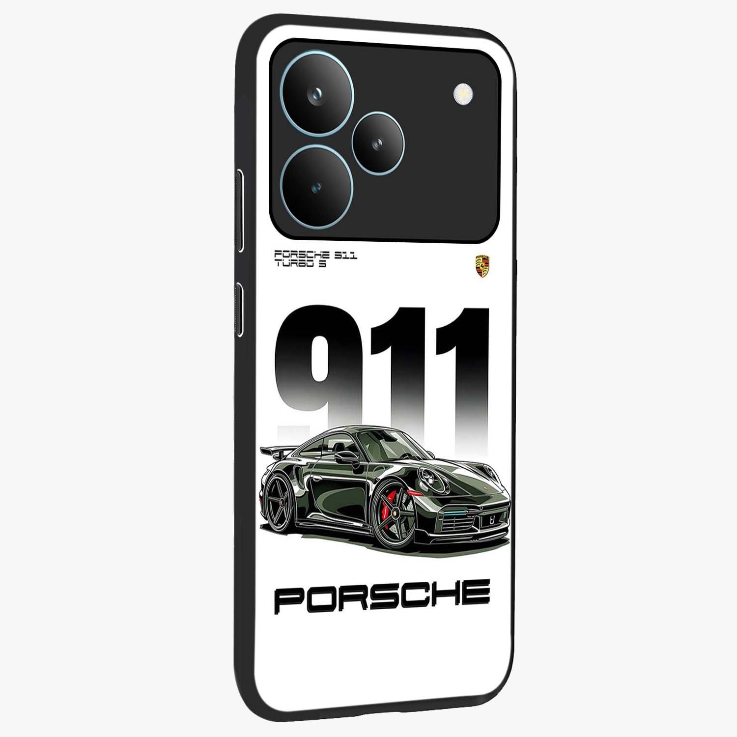 911 Turbo Dominance Glass Case upright perspective showcasing powerful racing design and modern automotive aesthetic.