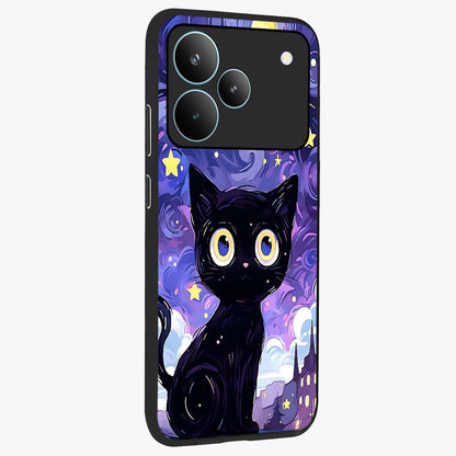 Abstract Cat Art Glass Case upright view showcasing creative feline illustration and aesthetic artistic style.