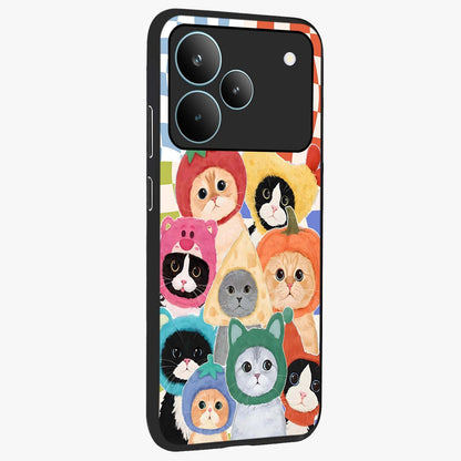 Cats in Fruits Glass Case upright view showcasing charming cat artwork with fun fruity theme.