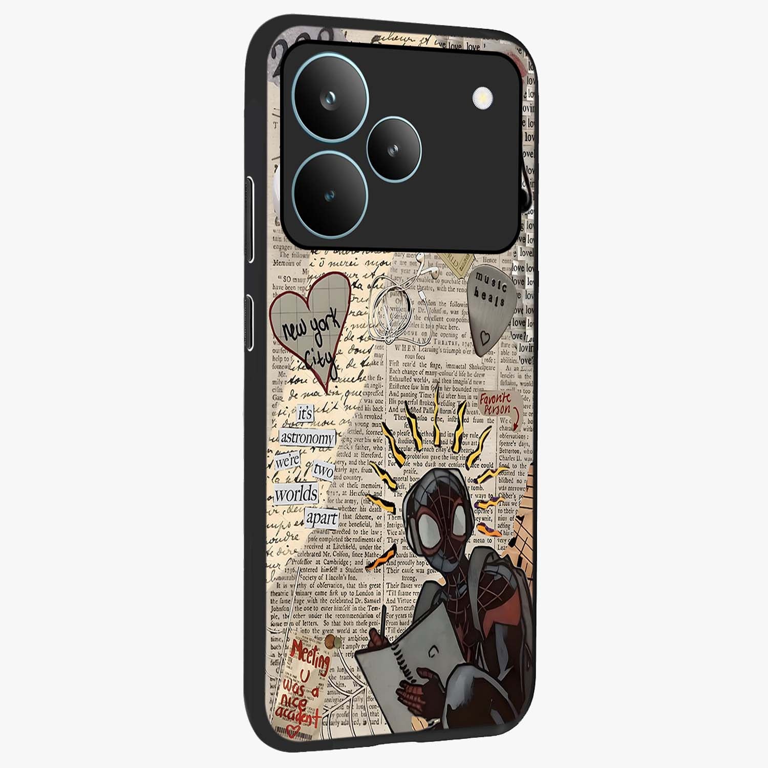 City Dream Sketch Glass Case upright view showcasing urban skyline artwork with stylish hand drawn design.