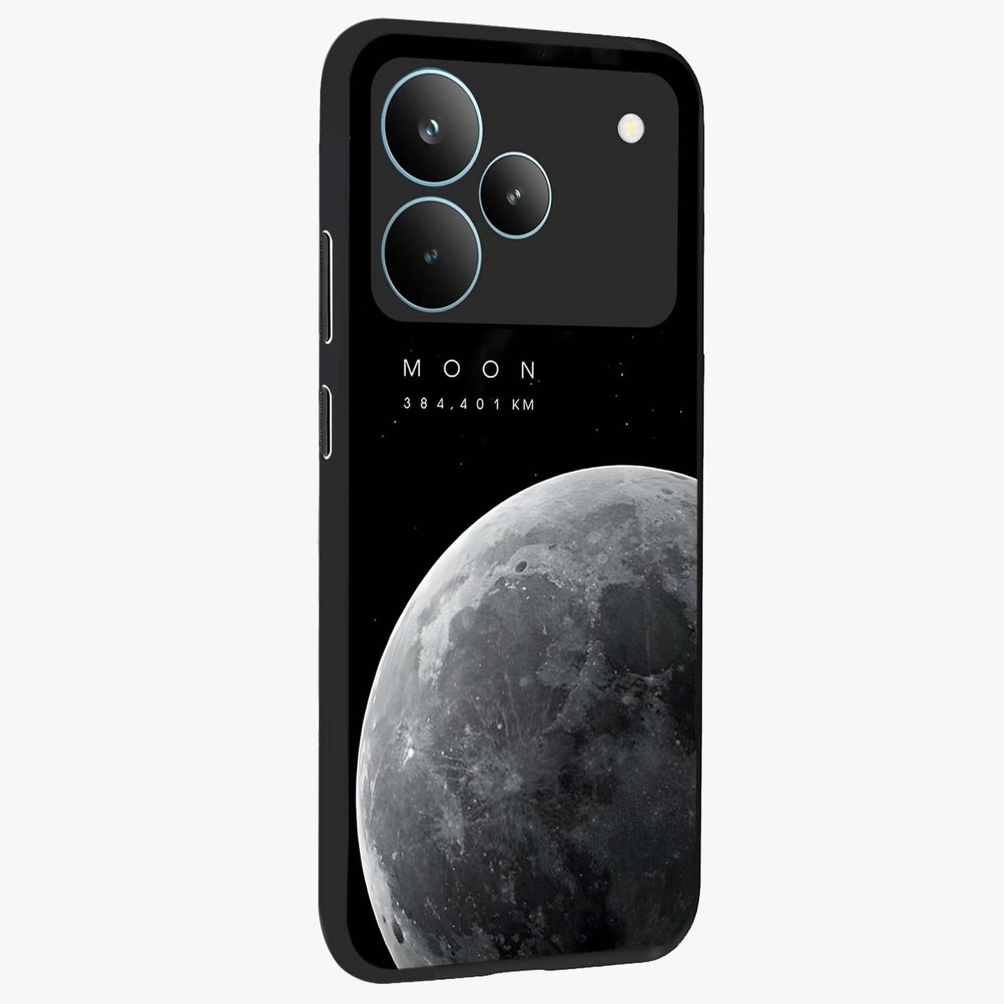 Cosmic Moon Glow Glass Case upright view showcasing luminous moon illustration with dreamy cosmic style.