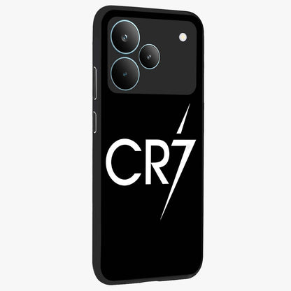 Cr7 Elite Strike Glass Case upright view showcasing energetic football inspired design with modern sports aesthetic.