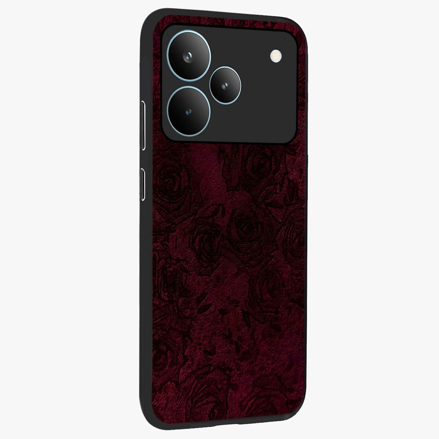 Crimson Fade Flow Glass Case upright view showcasing dynamic crimson flow artwork with stylish abstract theme.