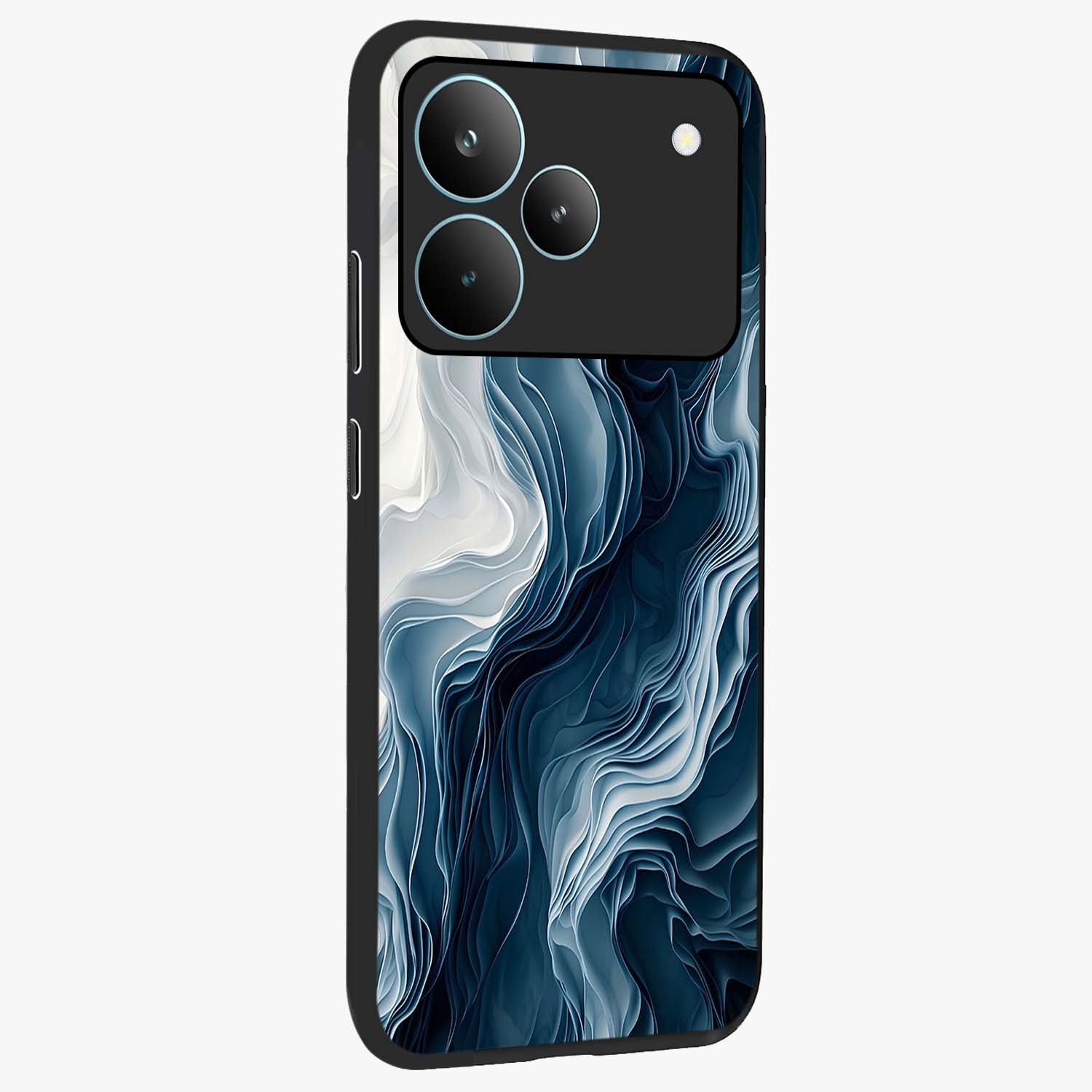 Ethereal Paper Marble Glass Case upright view showcasing smooth marble artwork with refined minimalist theme.