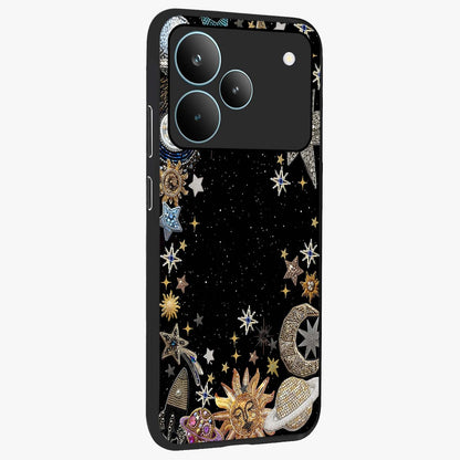 Galactic Jewel Stars Glass Case upright view showcasing glittering star jewel artwork with vibrant galaxy theme.