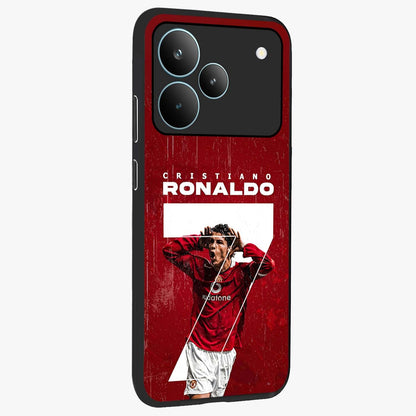 Goal Celebration Legacy Glass Case upright view showcasing dynamic football inspired artwork with victory celebration aesthetic.