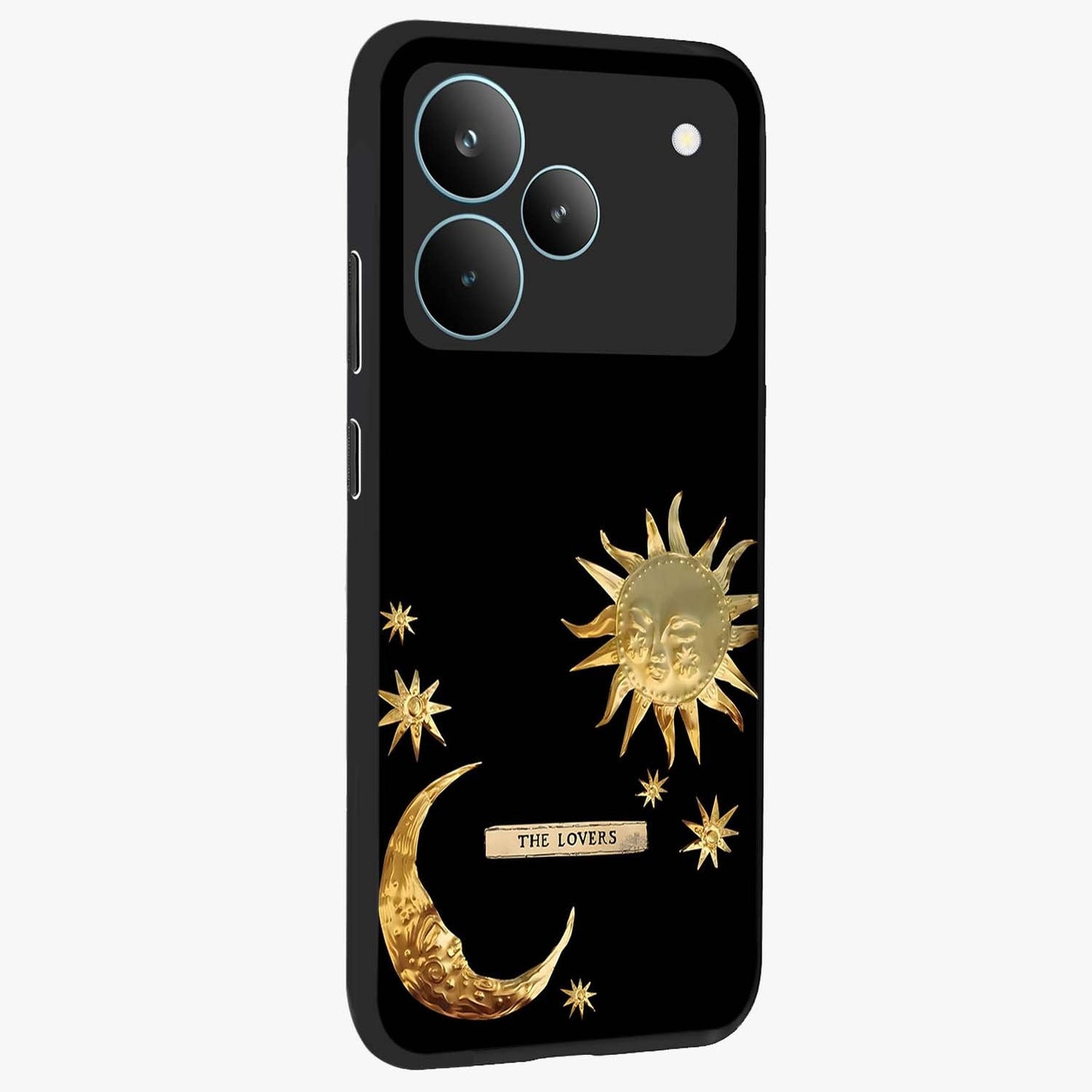 Gold Sun Blush Glass Case upright view showcasing glowing sun artwork with elegant celestial theme.