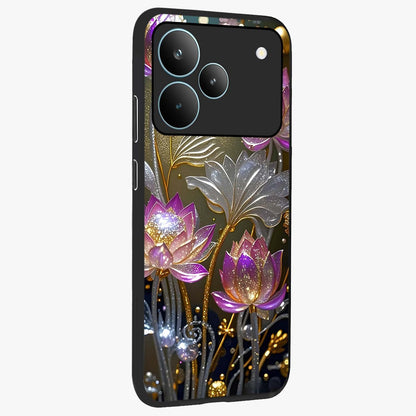 Golden Floral Majesty Glass Case upright view showcasing majestic floral artwork with rich decorative theme.