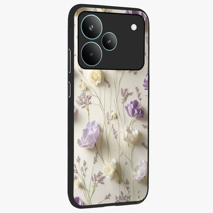 Lilac Breeze Harmony Glass Case upright view showcasing delicate lilac artwork with peaceful floral theme.